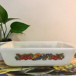 Anchor Hocking Fire King Natures Bounty Loaf Pan or Casserole Dish